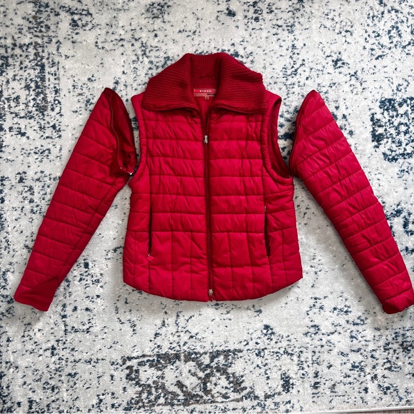Wimex Jackets & Blazers - Dark Red Puffer Jacket Removable Sleeves Vest Size Large